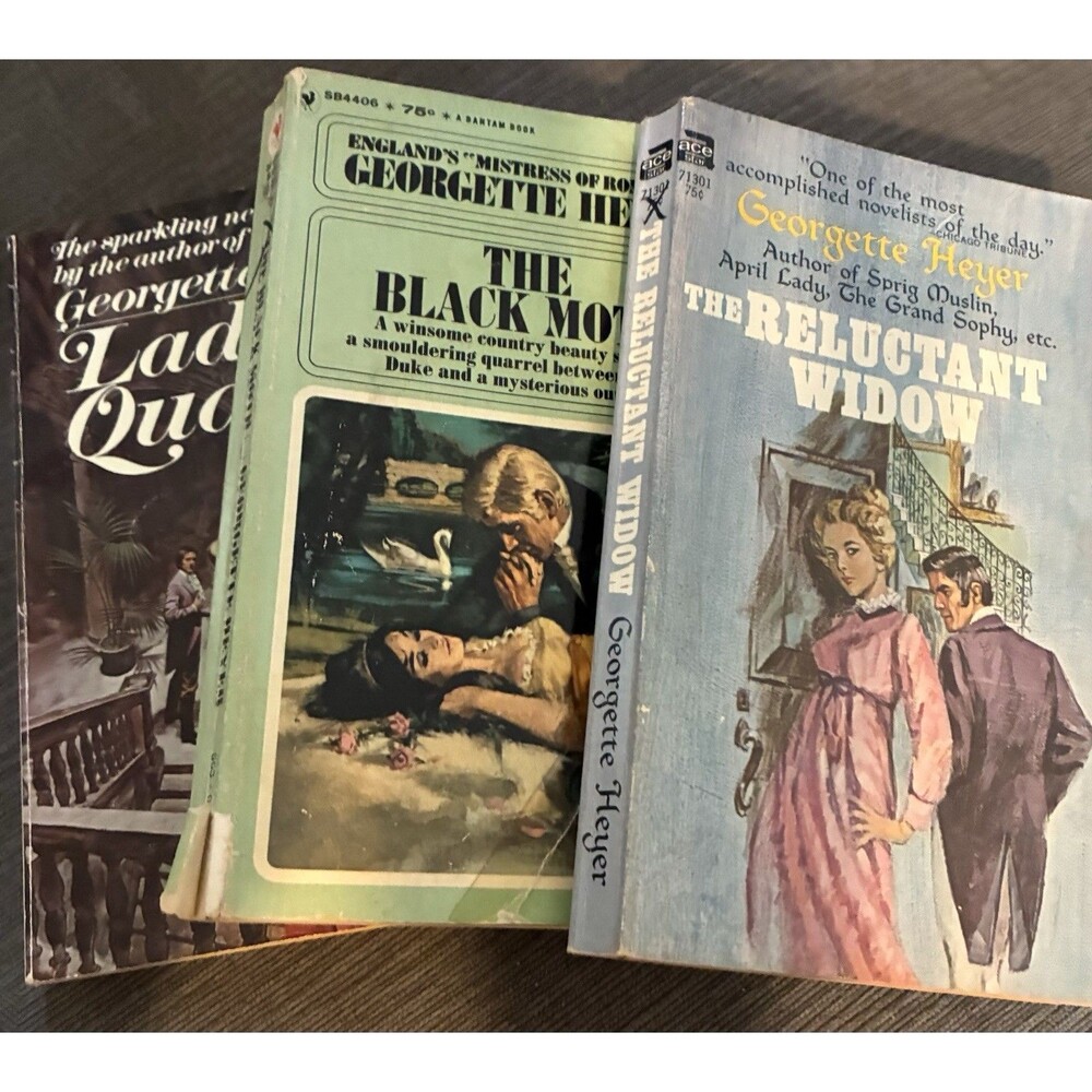 Georgette Heyer~Lot 3 VTG Historical / Regency Romance PB~Black Moth Reluctant W
